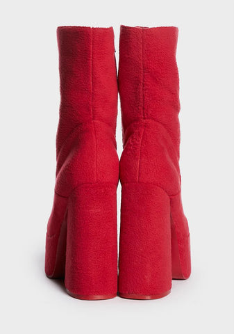 x Teletubbies Red Platform Boots