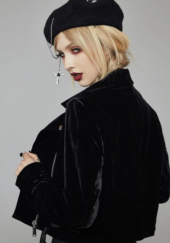 Moonlight Rider Velvet Moto Jacket