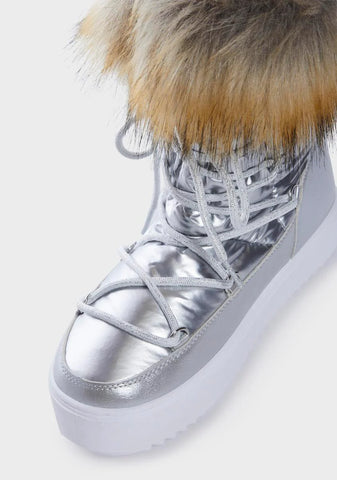 Silver Chilly Reception Faux Fur Boots