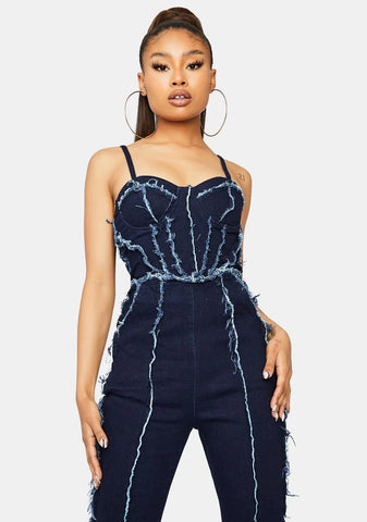 Sister Sister Fringe Denim Jumpsuit