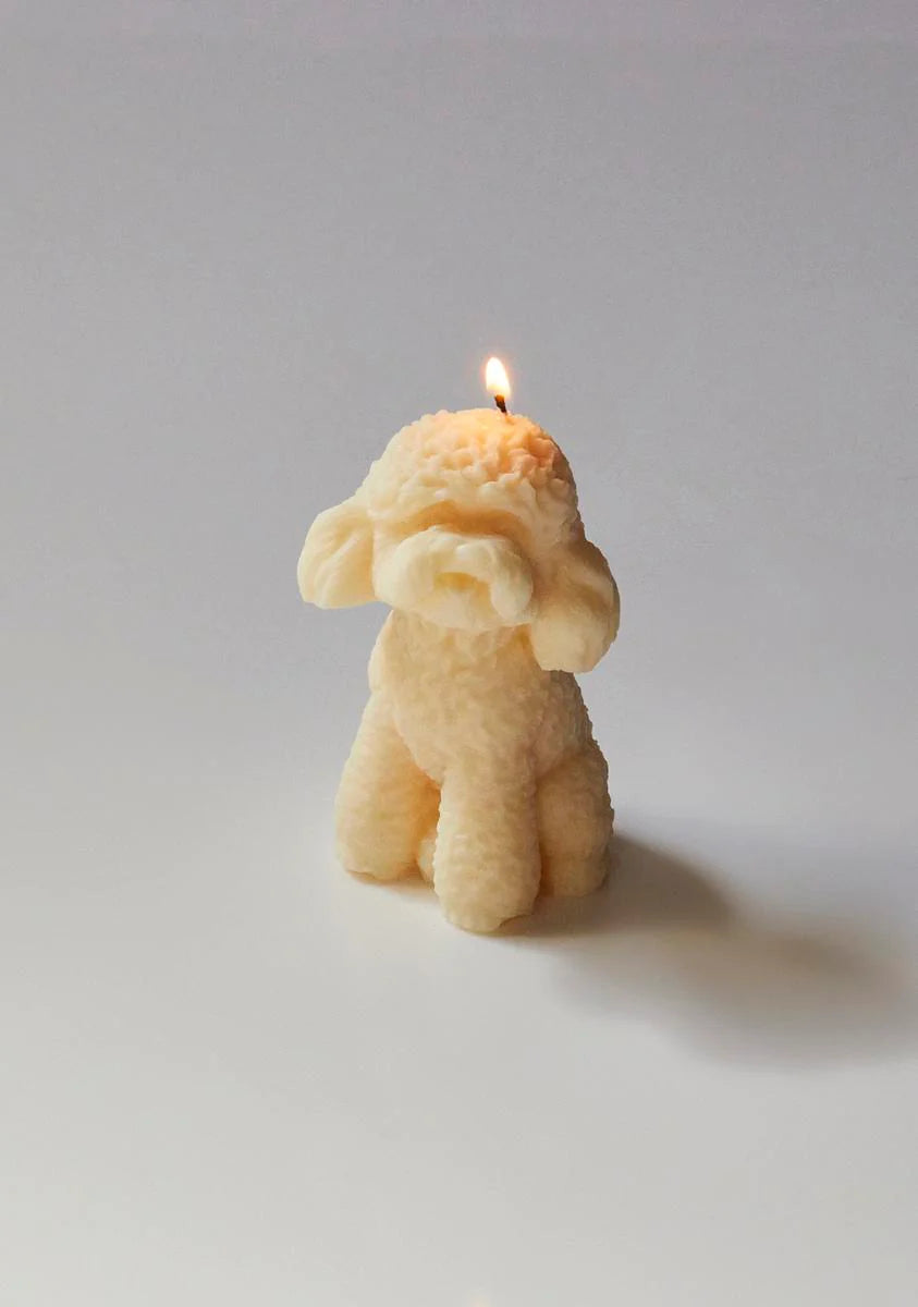 White Poodle Candle