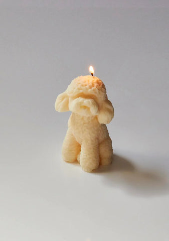 White Poodle Candle
