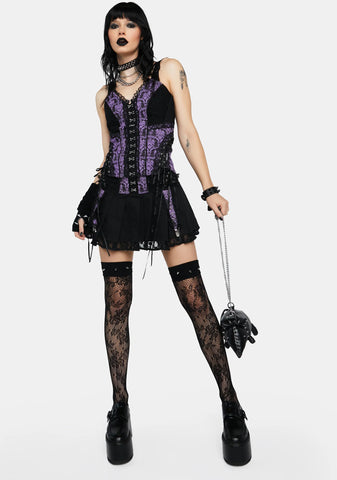 Purple Enchanted Pleated Mini Skirt