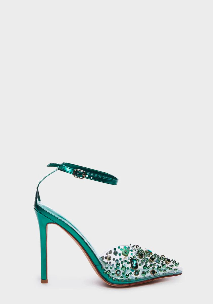 Emerald Popstar Rhinestone Heels