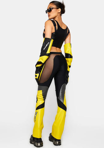 Yellow Moto Mesh Pants