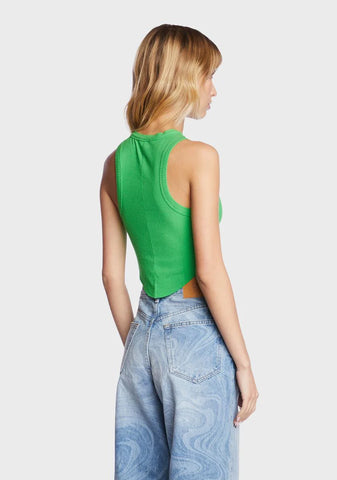 Curved Hem Tank Top - Green