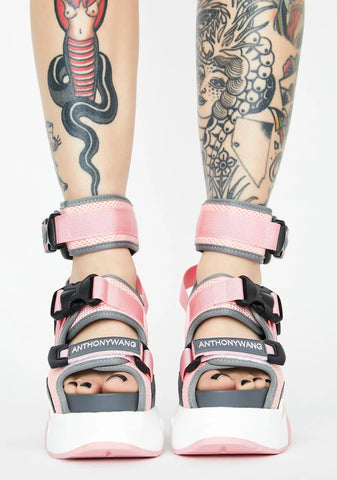 Pink Mulberry Platform Sandals