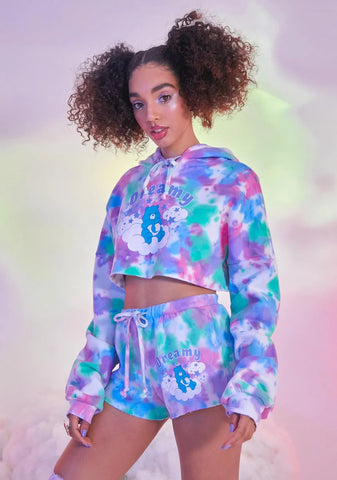 L.U.V. Luv You Cropped Tie Dye Hoodie