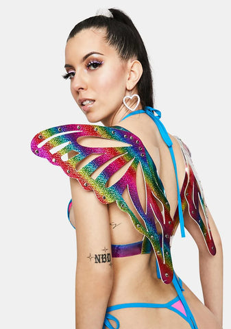Rainbow Sparkle Butterfly Wings Harness