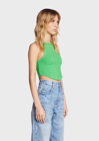 Curved Hem Tank Top - Green