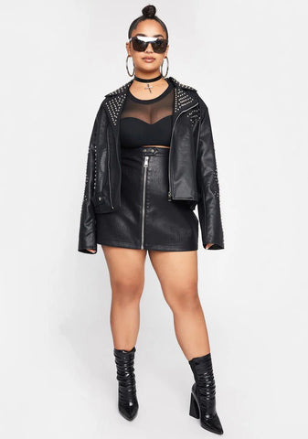 Plus Bella Vita Cropped Studded Moto Jacket