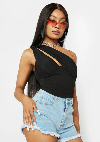 News To Me One Shoulder Crop Top