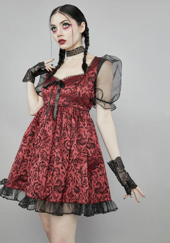 Hit The Ground Brocade Mini Dress