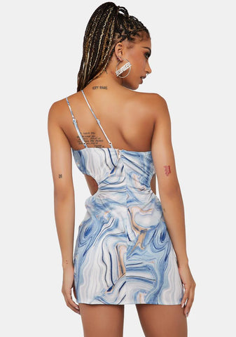Blue Abstract Swirl Mini Dress