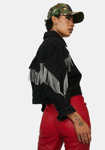Paved Intentions Fringe Cropped Jacket