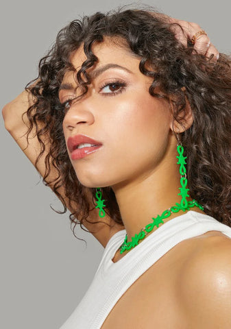 Neon Secrets Barbed Wire Chain Earrings