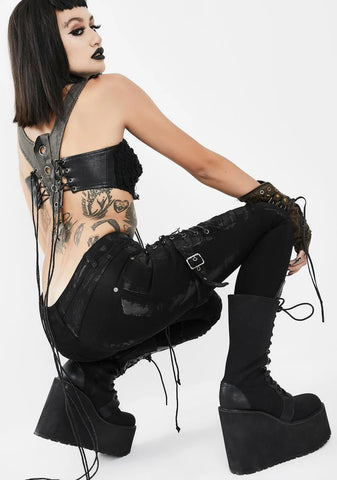 Skinny Pants With Lace Panel