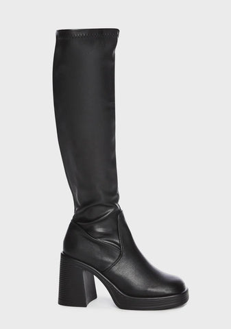 Noir Need Me Knee High Boots