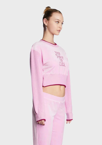 Too Juicy To Care Velour Cropped Sweater