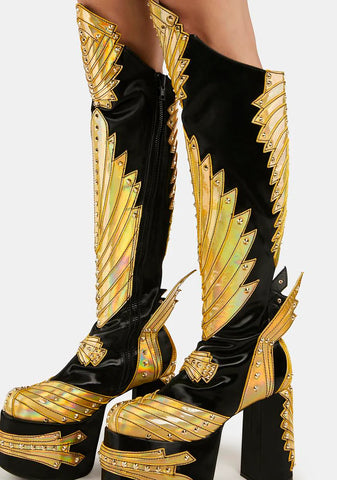Wrath Of Goddess Knee High Boots