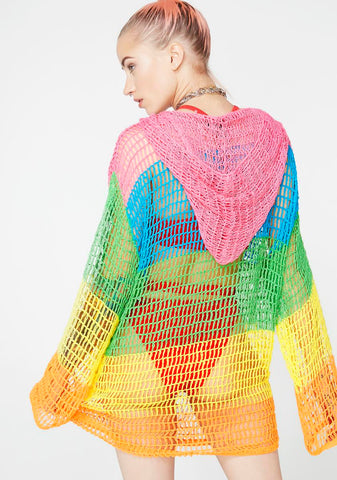 Sorbet Shortie Crochet Hoodie