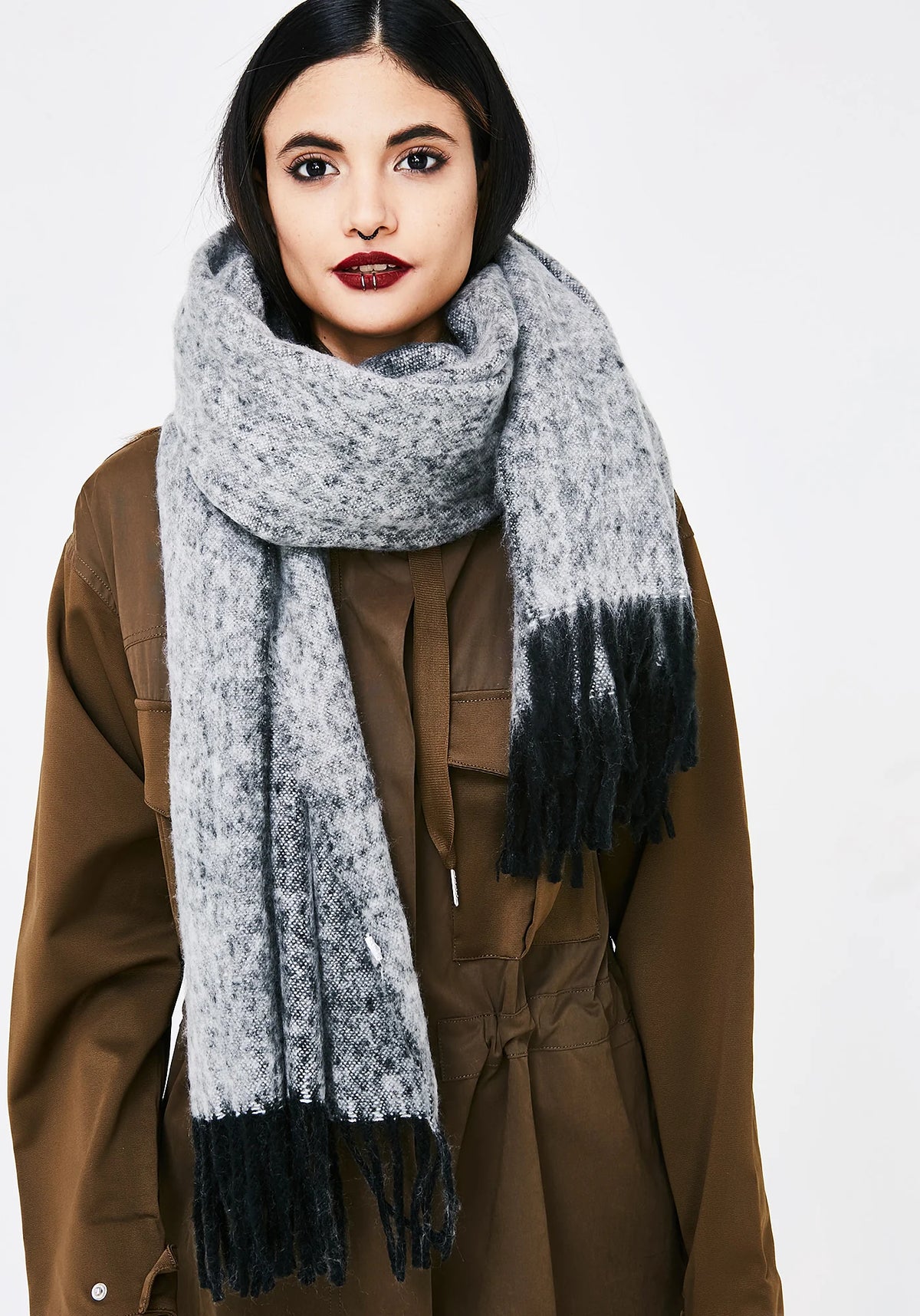 Smoke Out Fringed Scarf