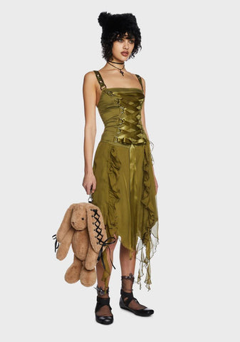 Life's No Fairytale Midi Dress - Olive