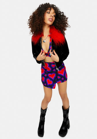 Show Stopping Smiles Vinyl Marabou Trim Jacket