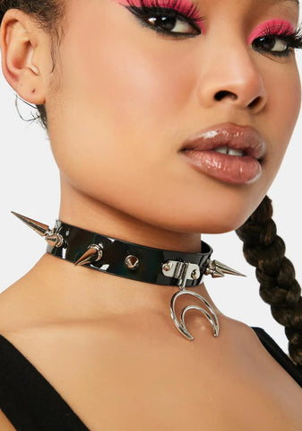 Trust Ur Intuition Moon Charm Spike Choker