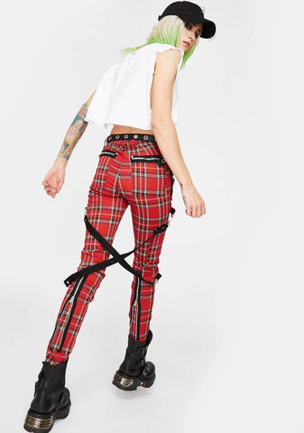 Red Plaid Chaos Pants