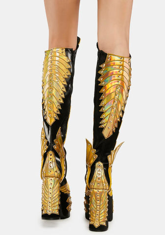 Wrath Of Goddess Knee High Boots