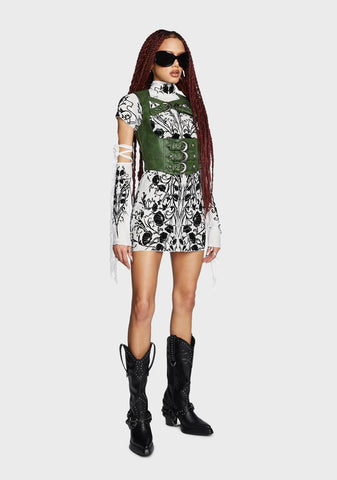 Charmed Vines Mini Dress - Ivory