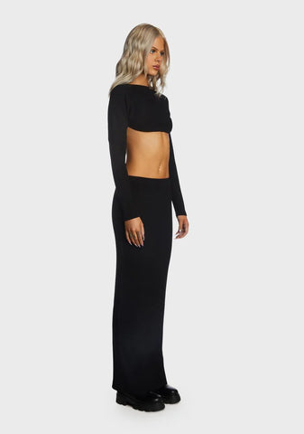 Backless Crop Top And Maxi Skirt Set