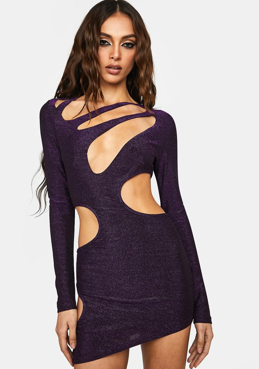 Purple Cutout Mini Dress