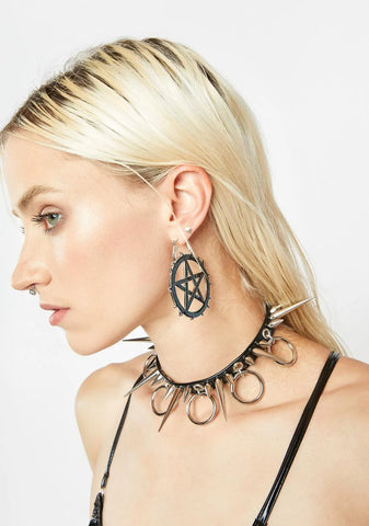 Day Of Doom Spiked Pentagram Earrings