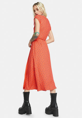 Happiness Blooms Wrap Midi Dress
