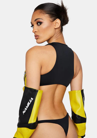Yellow Moto Cut-Out Bodysuit
