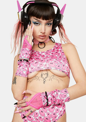 Pink Happy Face Gloves