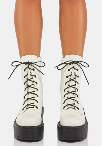 White Talos Platform Combat Boots