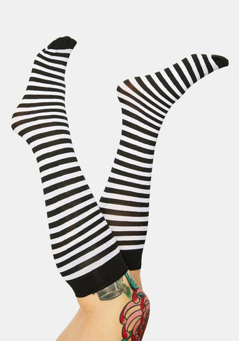 Wicked On The Scene Striped Knee High Socks