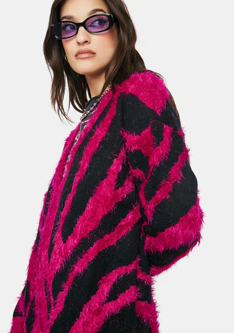 Zig Zagging Fuzzy Cardigan