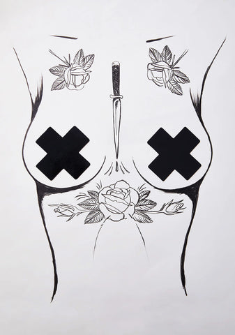 Dom Squad Black Wet Vinyl X Shape Pasties