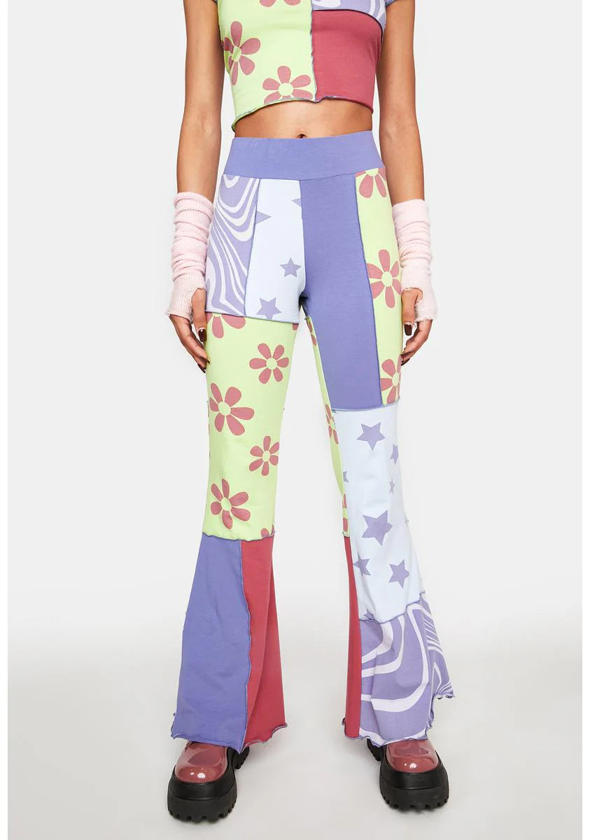 Season's Greetings Patchwork Flare Pants