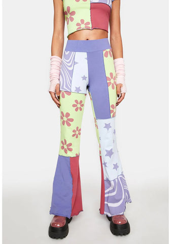 Season's Greetings Patchwork Flare Pants