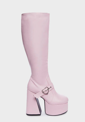 Wide Fit Walk With Love Platform Boots - Pink