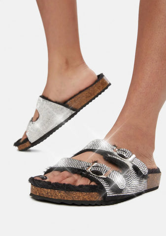 Wicked Shine On Rhinestone Buckle Slides