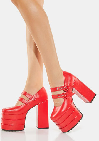 Red Known Target Platform Heels