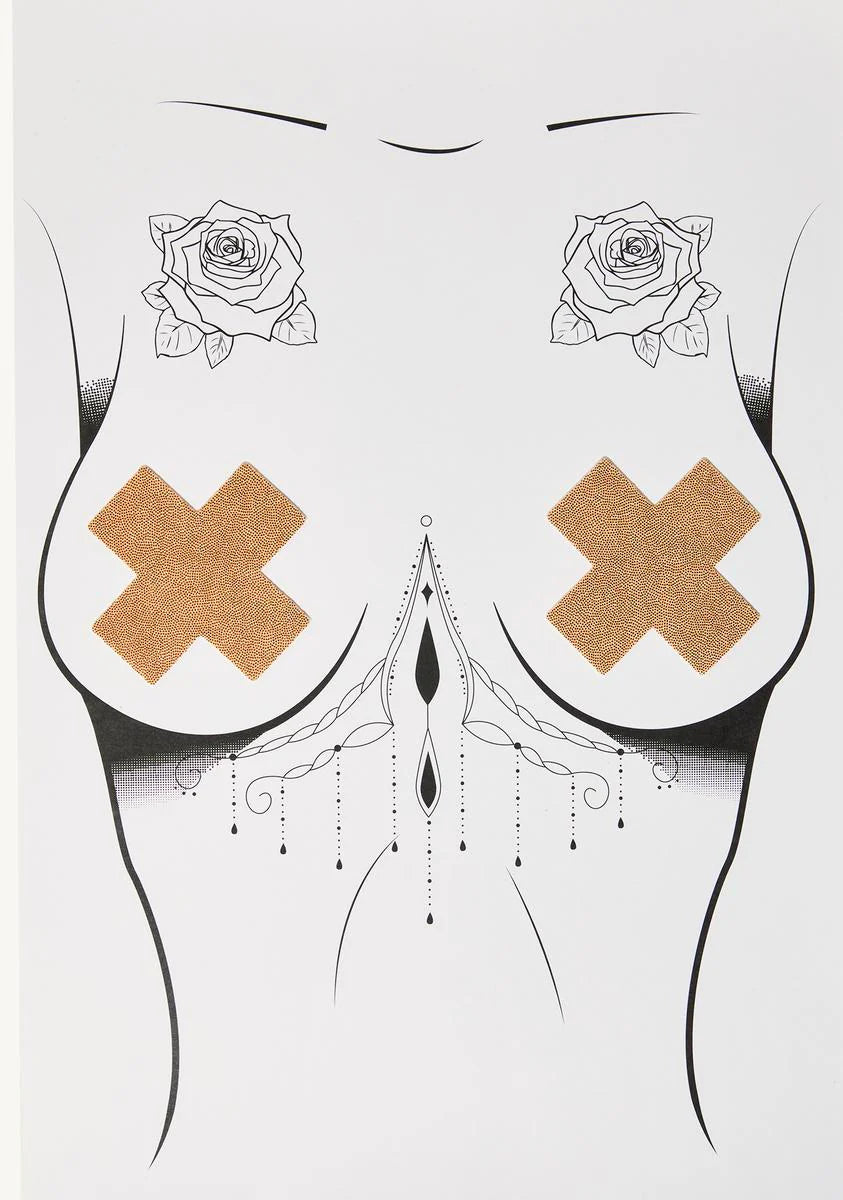 Rose Gold Liquid Cross Nipple Pasties
