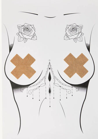 Rose Gold Liquid Cross Nipple Pasties