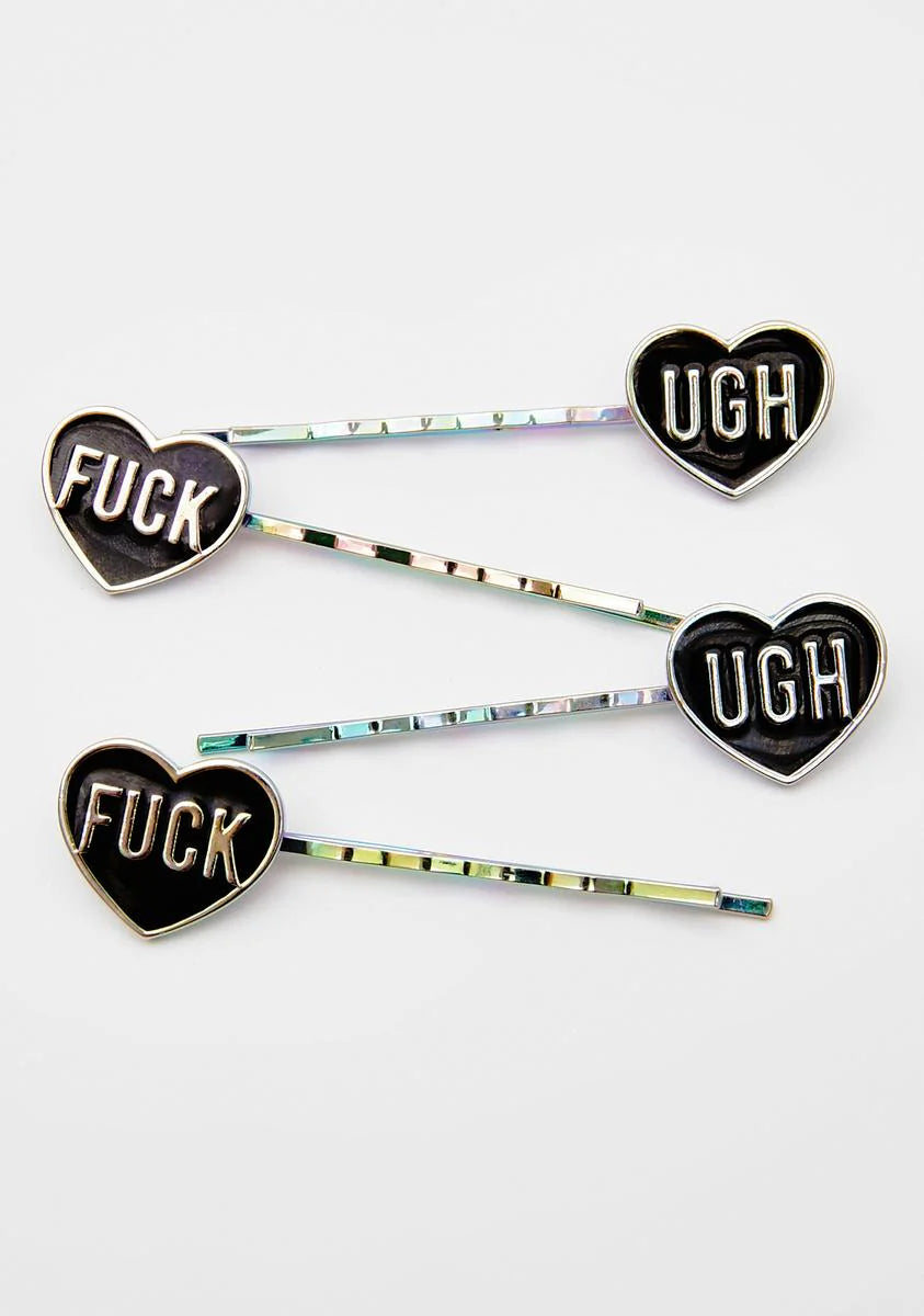 Ugh Are You Serious Heart Hair Clips